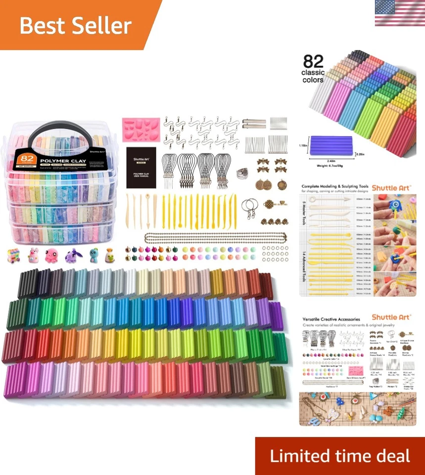 Polymer Clay Shuttle Art 82 Colors 1.2 Oz/block Oven Bake Modeling Clay Kit 19