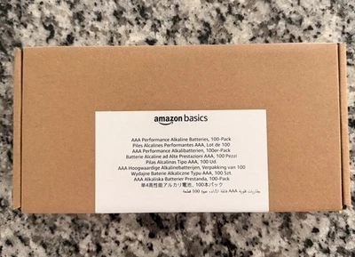 100 Amazon Basics AAA Alkaline High-Performance Batteries 1.5 Volt 10-Year Shelf - Image 1 of 4