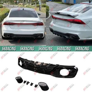 Alerón labial de parachoques trasero con tubo de escape de fibra de carbono seco para Audi A7 S7 20-25 - Imagen 1 de 23