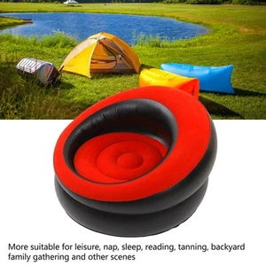 Inflatable Couch Flocking Air Sofa Portable Chair for Living Room Bedroom - Picture 1 of 12