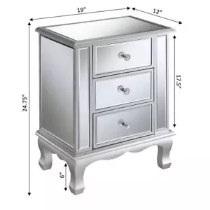 Convenience Concepts End Table 24.75" H X 12" W, Rectangle Wood Frame, Silver - Picture 1 of 5