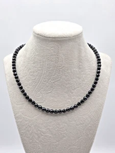 Black Onyx Faceted Beaded Necklace Premium Quality 6mm Any Occasion - Picture 1 of 5