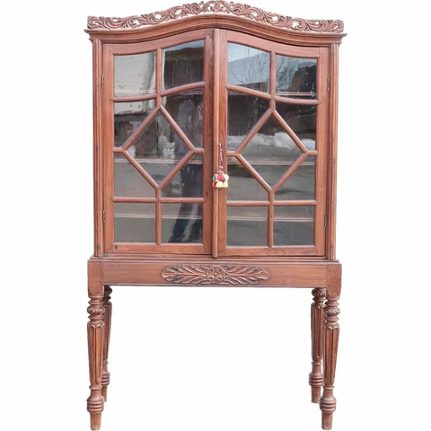 Antique Indo-Portuguese Rosewood & Glass Display Cabinet on Stand c. 1830 Cover