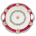 Assiette à gâteau antique couronne impériale Chine Autriche 10 pouces roses avec bracelet marron