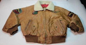 Vintage Climate Control  Kids Genuine Leather Aviation Bomber Jacket Sz: 6 - Picture 1 of 5