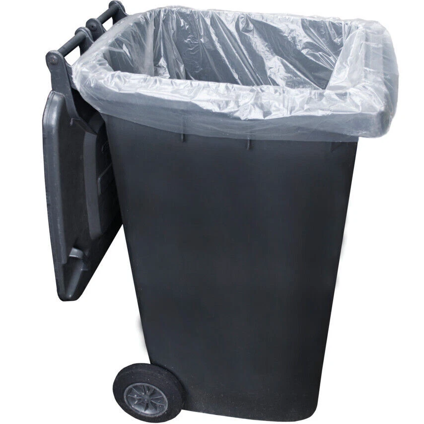 Heavy Duty Wheelie Bin Liners Strong 240L Refuse Sacks Rubbish Bag Black / Clear - Image 1 of 1