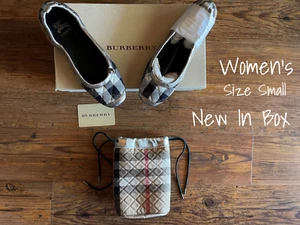 Burberry Ballerina Slippers Quilted In Travel Pouch Women's Small New In Box - Picture 1 of 3