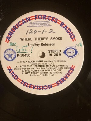 AMERICAN FORCES RADIO SMOKEY ROBINSON WHERE THERES SMOKE, THELMA HOUSTON - Image 1 of 2