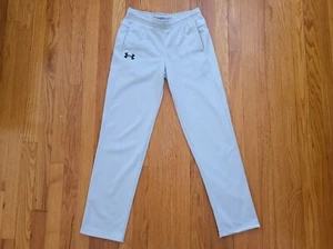Under Armour Fleece Pants White Gray Boys Loose Cut Size L (14-16) - Picture 1 of 4
