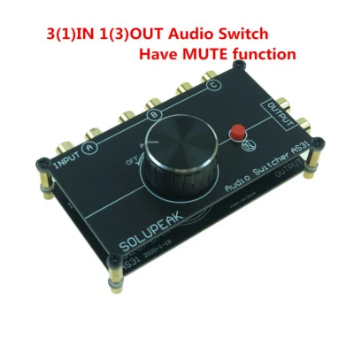 RCA stereo input audio signal source Switch Switcher Splitter selector box 3 IN - Image 1 of 4