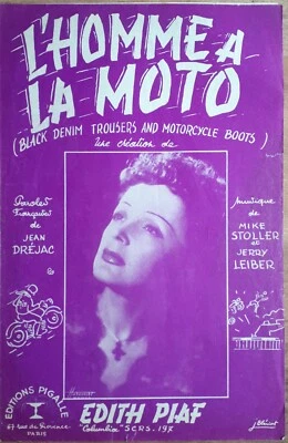 Partition EDITH PIAF L’HOMME A LA MOTO Partition originale 1955 TRES BON ETAT - Photo 1/4