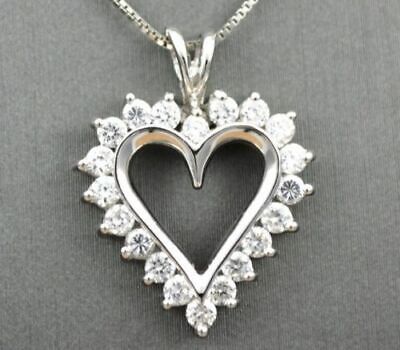 1.00 Ct Round Cut Simulated Diamond Love Heart Shape Pendant 14k White Gold Over • 54.10€