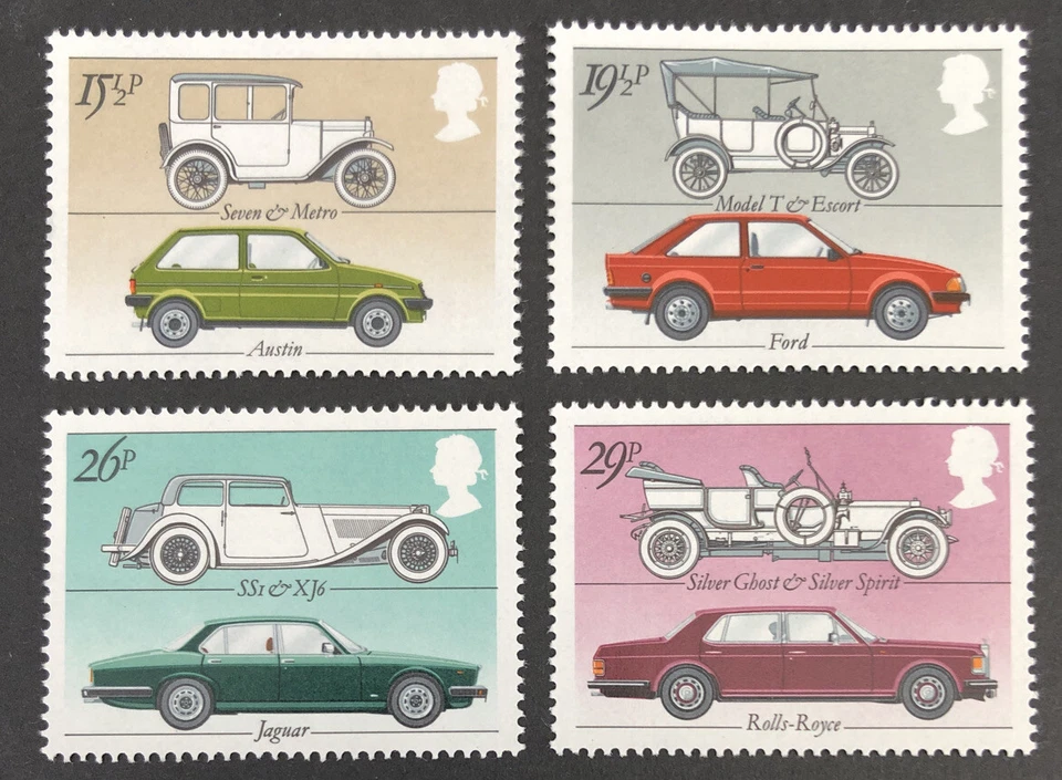 GB 1982 MNH Cars British Motor Industry Mint Stamp Set SG1198 - 1201 Free UK P&P - Image 1 of 1