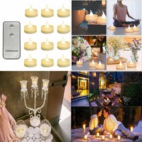 12Pcs Flameless Wax Dripped Tea Lights W Remote Control Ba Pack Of 12 Warm WHITE