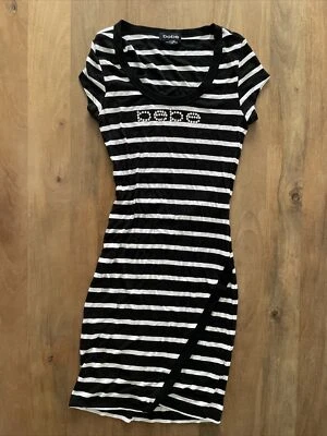 Mini Vestido Vintage Y2K/90’s Bebe Estrás Logo Bodycon Rayas Para Mujer XS EE. UU. Foto 1 de 4