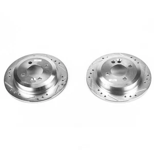 Disc Brake Rotor Set-Rear Drilled, Slotted and Zinc Plated Brake Rotor Pair - Picture 1 of 4