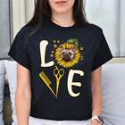 Dog groomer sunflower love Unisex t-shirt gift black navy dark heather