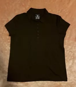 JONES NEW YORK Sport Womens Shirt SZ M Brown Short Sleeve Cotton Lightweight - Picture 1 of 8