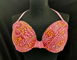 Top de baño Aerie "Brooke" rosa, coral, aguamarina, amarillo estampado abstracto - 36D ¡NUEVO CON ETIQUETAS! - Imagen 1 de 4