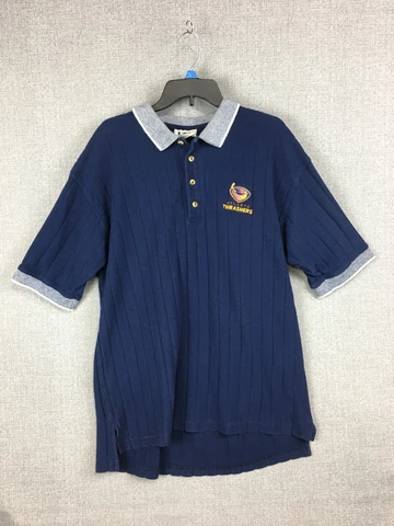 Atlanta Thrashers NHL Lee Sport Polo Mens XXL Ribbed Cotton Short Sleeve Blue Cover