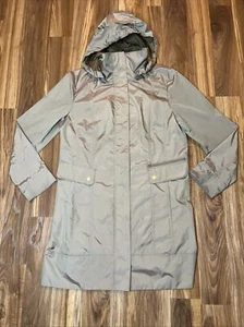 Cole Haan Rain Jacket Womens Size L Tan Iridescent Packable Hooded Trench Coat - Bild 1 von 13
