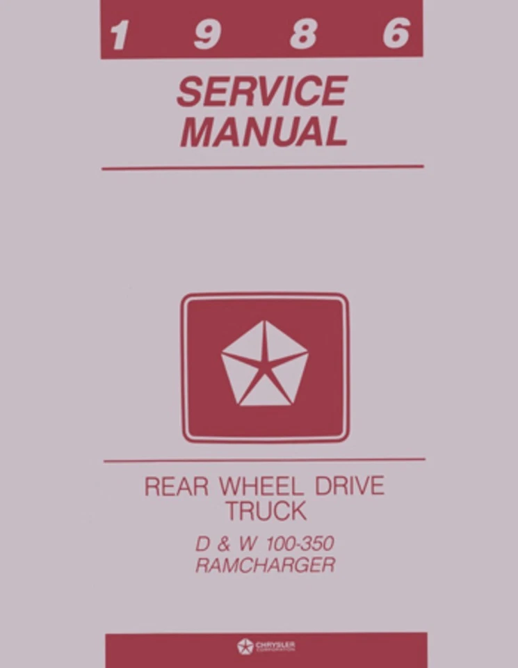 1986 DODGE RAM PICKUP TRUCK RAMCHARGER Shop Service Repair Manual - Image 1 of 1
