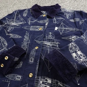 VTG Ralph Lauren Jacket Womens M Blue Sailing Nautical Marine Chore Coat 90s Y2K - Picture 1 of 11