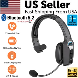Trucker Bluetooth 5.2 Wireless Headset With Noise Cancelling Mic For Phones PC - Picture 1 of 13