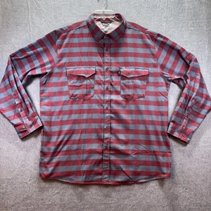 AFTCO Hemd Herren XL rot blau kariert Performance Angeln Langarm Button-Down - Bild 1 von 7