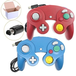 Lot Of 2 Wired Controller For Wii GameCube Wii U In Red And Blue - Picture 1 of 3