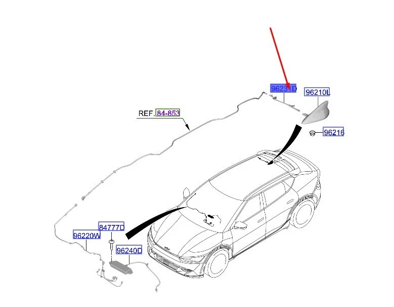 KIA EV6 GPS ANTENNA WIRING HARNESS P P 96231-CV500 2023 MODEL P P