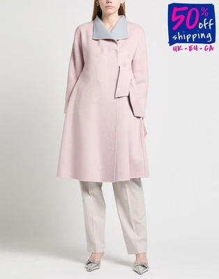 PVP €1320 EMPORIO ARMANI Abrigo de Cachemira y Lana EU46 US10 UK14 XL Rosa Corbata Cintura Foto 1 de 4