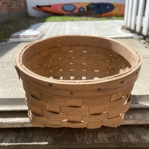 BASKETVILLE PUTNEY, VERMONT Oak Splint Basket - Primitive Farm House Berry Decor Cover