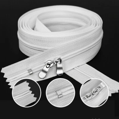 5x White Nylon Zipper Double Slider Zip Sew Craft DIY for Bed Sacks 1-1.5m Sets - Image 1 of 4