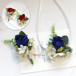 Wristband Hand Artificial Flowers Wrist Corsage Bracelet Wedding Party Supplies - Picture 1 of 25