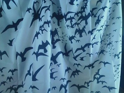 AMBESONNE EXTRA LONG SHOWER CURTAIN BLACK AND WHITE SEAGULLS w/ RINGS uns - Image 1 of 4