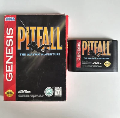 Pitfall: The Mayan Adventure (Sega Genesis, 1994) Box and Game Cartridge - Image 1 of 2