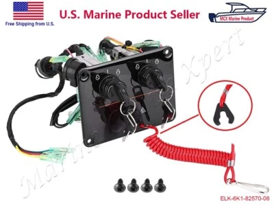 Dual Engine Key Switch Panel Set Twin Switch Yamaha Outboard Engine 6K1-82570 - Image 1 of 4