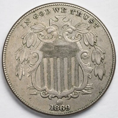 1869 Shield Nickel Almost Extremely Fine (XF) - Image 1 of 4