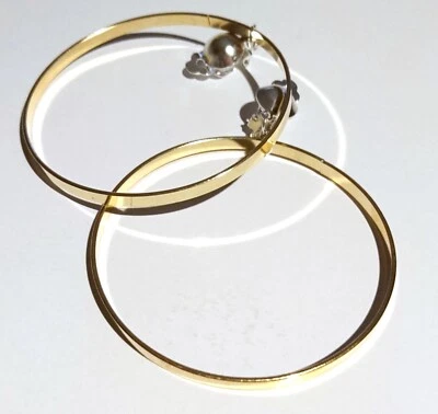 Creolen Ohrclips bicolor goldf silberf Clips groß XXL 9cm lang 3,3mm breit - Bild 1 von 3