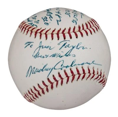 The Finest Mickey Cochrane Single Signed Heavily Inscribed Stat Baseball PSA DNA - Image 1 of 4