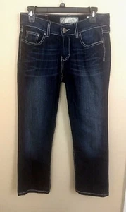 Buckle BKE Womens Jeans Sz 28 Boot Cut Dark Wash Embellished Pockets Culture - Picture 1 of 9