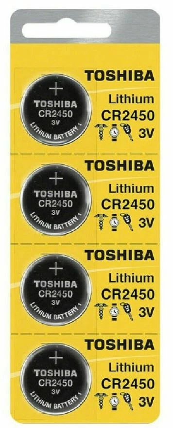 4 x Nuevo Toshiba CR2450 2450 3 Voltios Litio Moneda Batería Nuevo Stock Caduca 2031 Foto 1 de 1