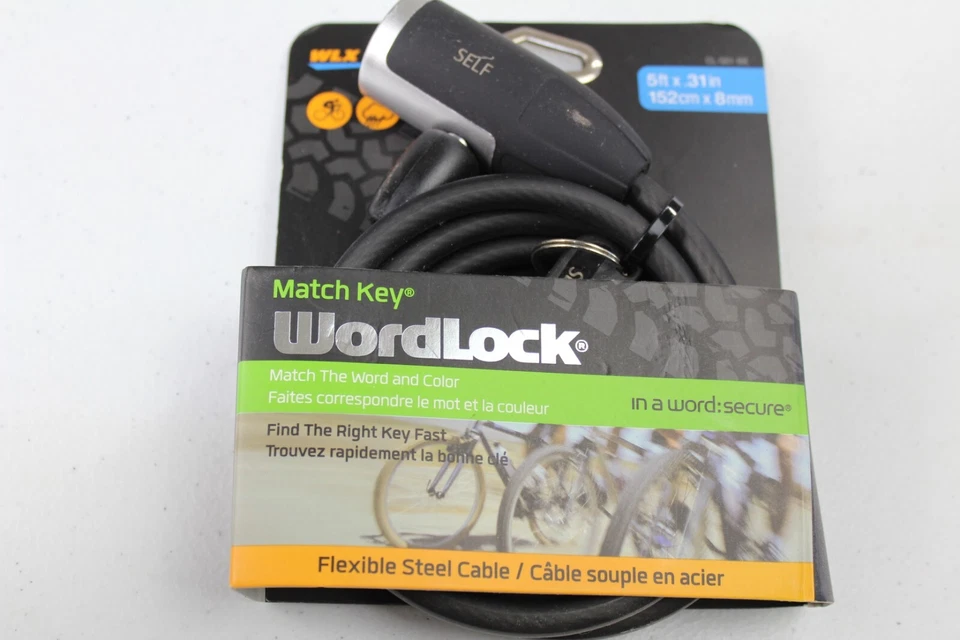 Match Key Wordlock Bike Lock WLX Series Flexible Steel Cable - Image 1 of 4