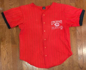 Vintage Front Row by Salem Sportswear Pinstripe Button Jersey Cincinnati Reds L - Picture 1 of 15