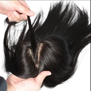 Large Base 100% Remy Human Hair Topper Hairpiece Silk Base Hair Topper Mono Top - Picture 1 of 11