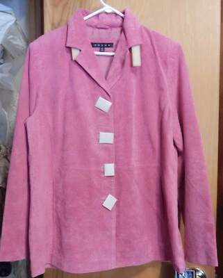 REVUE PINK SUEDE BUTTON-DOWN JACKET NWT SIZE16 - Image 1 of 4