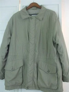 Perry Ellis Mens M/M Jacket Coat Beige Front Zipper Buttons Pockets Waist String - Picture 1 of 11