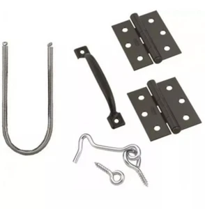 Screen Storm Door Set Kit Hinges Pull Spring Eye Hook Black - Picture 1 of 6