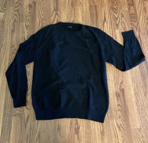 J Crew Mens Sz M Navy“Slub”All Cotton Sweater Raglan Long Sleeve Pull On - Picture 1 of 7